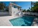 Contemporary home with private pool and patio; shows exterior and backyard at 2446 Floyd St, Sarasota, FL 34239
