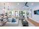 Open living room and kitchen, featuring hardwood floors and modern design at 2440 Floyd St, Sarasota, FL 34239