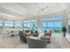 Bright living room features floor to ceiling windows with panoramic water views and modern decor at 5444 Gulf Of Mexico Dr, Longboat Key, FL 34228