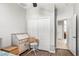 Bedroom with wood floors, closet, and desk at 7112 Marsh View Ter, Bradenton, FL 34212