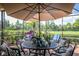 Relaxing covered patio with seating area, overlooking a lush green landscape at 7112 Marsh View Ter, Bradenton, FL 34212