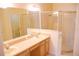 Primary bathroom with double sinks and a large shower at 1201 Bensbrooke Dr, Wesley Chapel, FL 33543