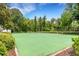 Green tennis court with net and surrounding trees at 1201 Bensbrooke Dr, Wesley Chapel, FL 33543