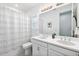 Bathroom with double vanity and shower stall at 8370 Velda Trl, Sarasota, FL 34241