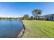 Peaceful backyard with lake views and lush green grass at 10622 Cheval Pl, Lakewood Ranch, FL 34202