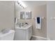 Clean bathroom, featuring a vanity, toilet and shower at 3125 57Th Avenue E Cir, Bradenton, FL 34203