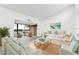 Bright living room with water views, comfy seating, and large windows at 1520 Pelican Point Dr # 251, Sarasota, FL 34231