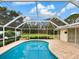 Relaxing kidney-shaped pool with screened enclosure at 5050 Kestral Park S Way, Sarasota, FL 34231