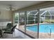 Indoor dining area with adjacent pool view at 5050 Kestral Park S Way, Sarasota, FL 34231