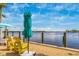 Relaxing waterfront scene with colorful chairs and views of the water in Englewood, Florida at 929 Suncrest Ln, Englewood, FL 34223
