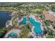 Aerial view of community pool, spa, and clubhouse at 6912 Gosport Cv, Lakewood Ranch, FL 34202