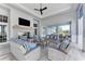 Community lounge features a fireplace and plenty of seating at 17745 Lucaya Dr, Lakewood Ranch, FL 34202