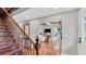 View of a wooden staircase leading to the second floor at 3101 Riverview Blvd, Bradenton, FL 34205