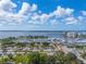 Aerial view of waterfront property with marina and city skyline at 33 S Gulfstream Ave # 1007, Sarasota, FL 34236