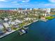 Aerial view of waterfront community with boat docks and ocean access at 1358 Moonmist Dr # B4, Sarasota, FL 34242