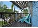 Relaxing deck with pergola and comfortable seating, overlooking a tropical landscape at 114 31St St, Holmes Beach, FL 34217