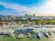 Aerial view of marina, city skyline, and waterfront restaurants at 33 S Gulfstream Ave # 307, Sarasota, FL 34236