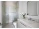 Modern bathroom with glass shower and floating vanity at 1212 Center Pl, Sarasota, FL 34236