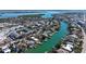 Aerial view highlighting waterfront property near the city and coastline at 515 S Washington Dr, Sarasota, FL 34236