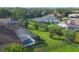 Aerial view of homes with screened-in pools and lush green landscaping at 4918 Fallcrest Cir, Sarasota, FL 34233