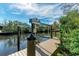 Private dock with a boat lift and access to the waterway at 901 30Th E Ct, Bradenton, FL 34208