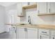 Modern kitchen with white cabinets, butcher block countertops, and a stylish sink at 7555 Hanchey St, North Port, FL 34287