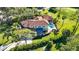 Aerial view of the home showcasing the private pool, lush landscaping, and expansive backyard at 401 Walls Way, Osprey, FL 34229