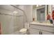 Clean bathroom with a shower and granite countertop at 6839 Chester Trl, Bradenton, FL 34202