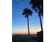 Scenic beach view at sunset with palm trees against a colorful sky at 745 Bruce Ave, Clearwater Beach, FL 33767