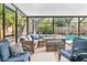 Screened porch with wicker furniture, and view of pool at 6623 Glades Way, Sarasota, FL 34231