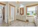 Spa-like bathroom featuring a double vanity and a large mirror at 7168 Ryedale Ct, Sarasota, FL 34241