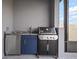 Outdoor kitchen with grill, sink, and mini-fridge at 11160 Fieldstone Dr, Palmetto, FL 34221