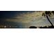 Scenic night view featuring waterfront, city lights, palm tree silhouette, and dramatic cloudscape at 3350 Old Oak Dr, Sarasota, FL 34239