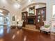 Lobby features a beautiful fireplace with built-in shelving at 6609 Stone River Rd # 104, Bradenton, FL 34203