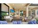 Relax by the fire pit on this covered patio with comfortable seating at 4730 Zeno Ct, Bradenton, FL 34211