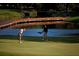 Picturesque golf course with a serene lake and wooden bridge at 85 Sugar Mill Dr, Osprey, FL 34229