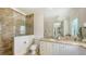 Bathroom with marble shower and vanity with modern fixtures at 1430 Harbor Dr, Sarasota, FL 34239