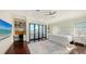 Spacious bedroom with water views, built-in shelving, and home office at 1430 Harbor Dr, Sarasota, FL 34239