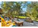 Relaxing backyard patio with fire pit and seating area, perfect for outdoor entertaining at 3901 Balsam Ct, Sarasota, FL 34243