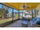 Relaxing screened porch with seating area, overlooking backyard at 6100 Green View Dr # 145, Sarasota, FL 34231