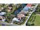 Wide aerial showcasing a house's waterfront location in a residential area at 2402 Palmetto St, Nokomis, FL 34275