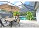 Enjoy this relaxing screened pool area, complete with patio furniture and lush landscaping at 8224 Country Oaks Ct, Sarasota, FL 34243