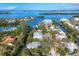 Drone view of waterfront homes and community at 563 Juan Anasco Dr, Longboat Key, FL 34228