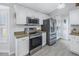 Modern kitchen with stainless steel appliances and white cabinets at 6025 62Nd E Ct, Palmetto, FL 34221