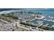 Aerial view of a full-service marina with numerous boats and waterfront access at 111 S Pineapple Ave # 1102, Sarasota, FL 34236