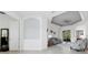Spacious living room with gray couch and access to the lanai at 15808 42Nd E Gln, Parrish, FL 34219