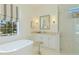 Bathroom with a freestanding tub, walk-in shower, and modern vanity at 16511 Cornwall Ln, Bradenton, FL 34202