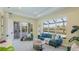 Bright living room with comfy seating and large windows overlooking the backyard at 16511 Cornwall Ln, Bradenton, FL 34202