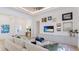 Spacious living area with a plush sofa, a view of the entryway, and gallery-style wall art at 16511 Cornwall Ln, Bradenton, FL 34202