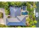 Bird's eye view of house, pool, and lush landscaping at 1739 Shelburne Ln, Sarasota, FL 34231